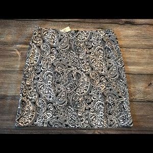 Talbots Navy Blue paisley straight skirt size 12